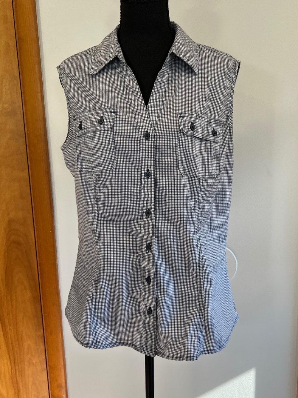 Riders by Lee sz L Sleeveless Button-Up Gingham Top Classic Country PIcnic